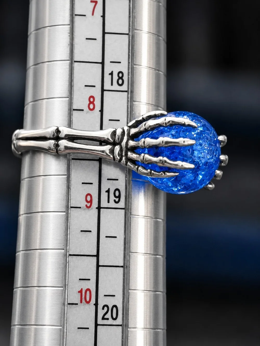 S925 Sterling Silver Ring Features A Brilliant Crackle Blue Gemstone.